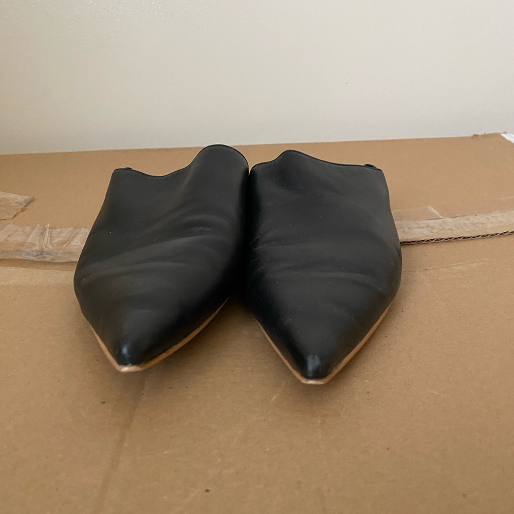 TopShop Black Slip-On Flat Mules | Faux Leather | Women’s EU 38 / US 7.5 - Picture 3 of 11